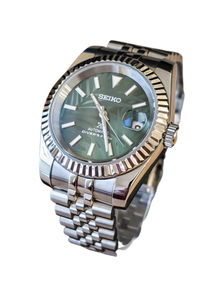 Date J Fluted - Palm Leaves Green