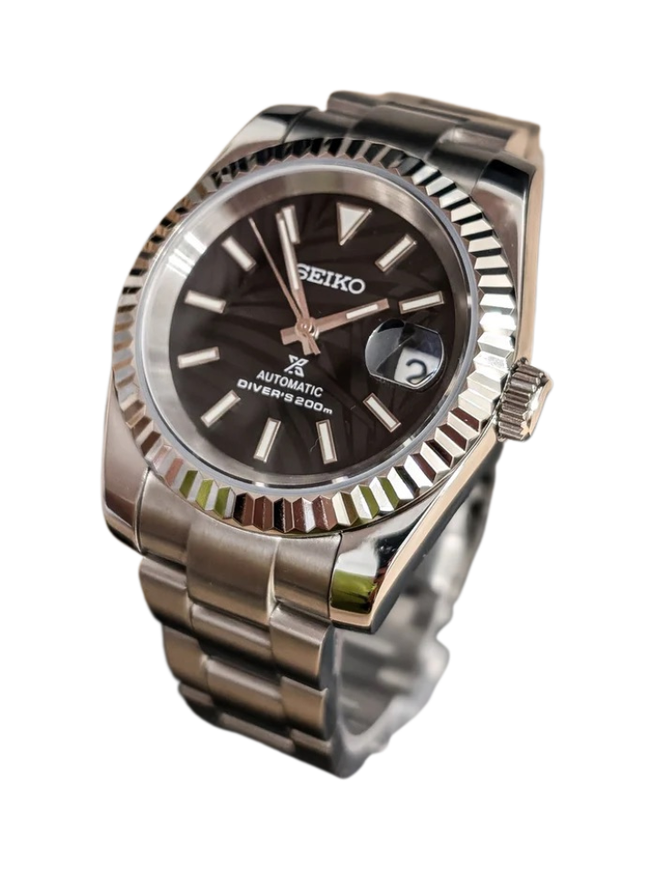 Date J Fluted - Palm Leaves Black