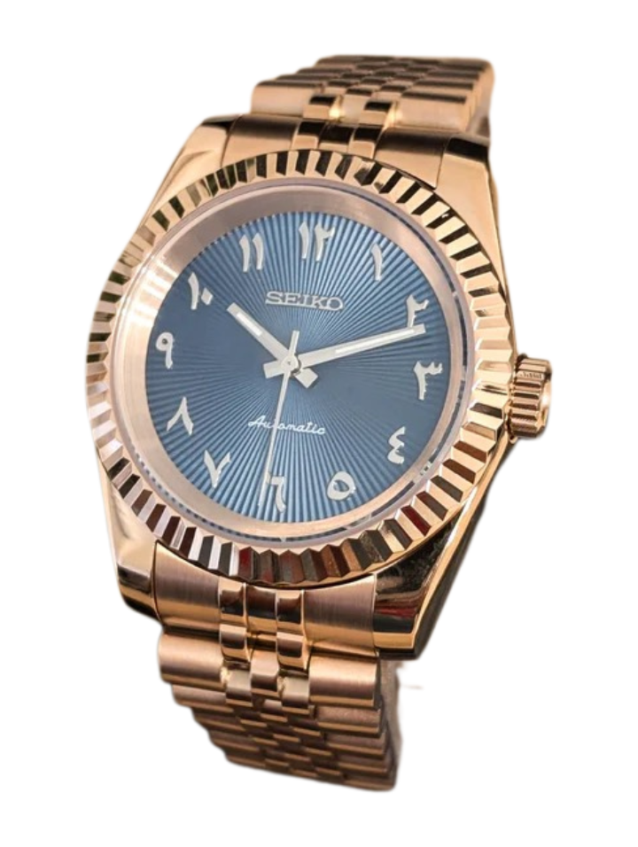 Date J Fluted - Arabic Sea Blue with Rose Gold