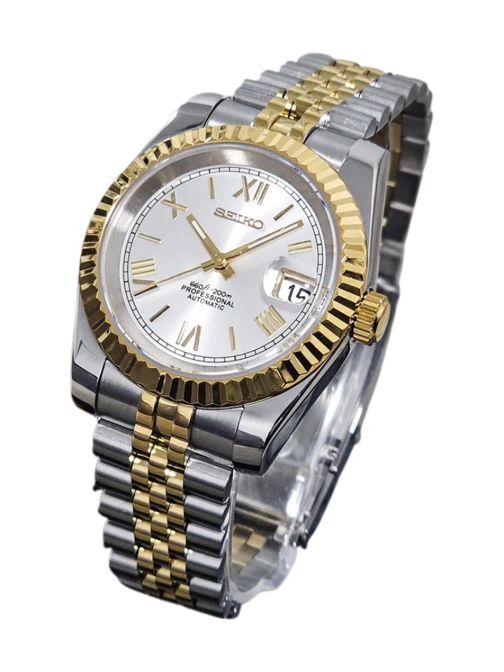 Date J Fluted - Roman Two-tone Bright
