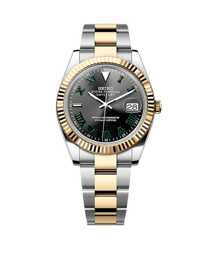 Date J Fluted - Wimbledon Gray with Two-tone Gold