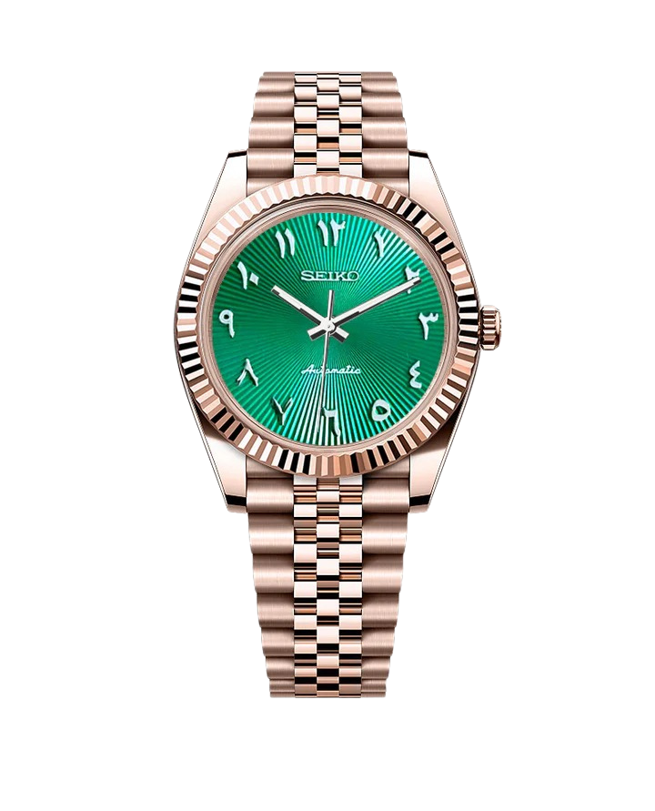 Date J Fluted - Arabic Deep Green with Rose Gold