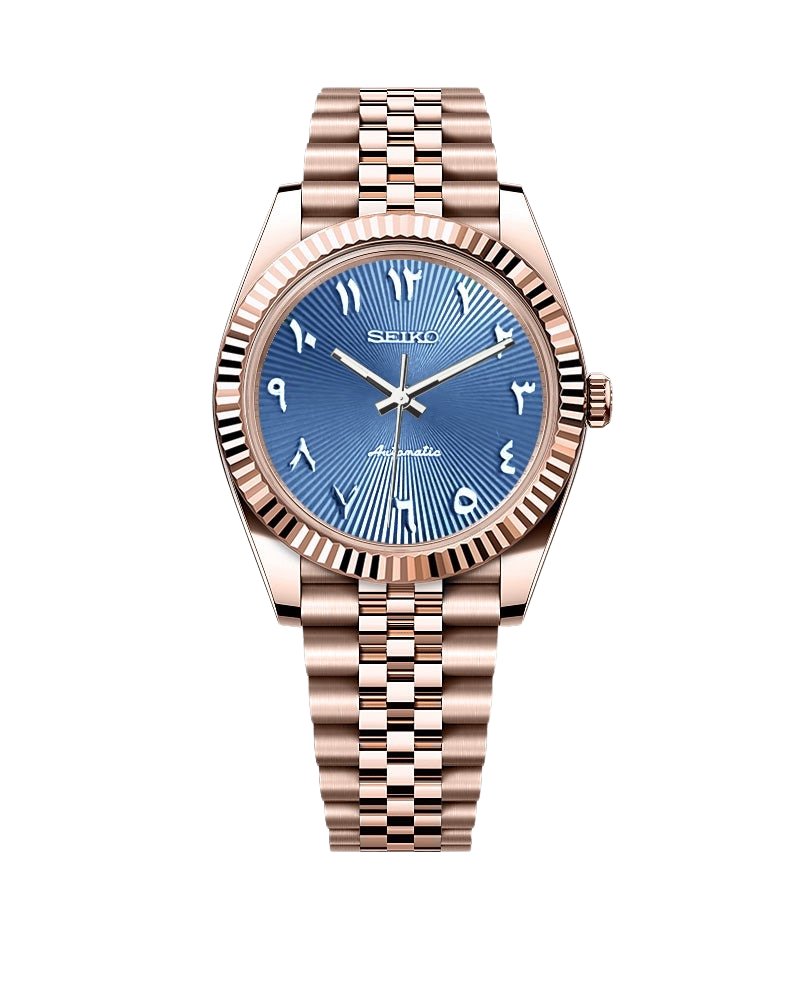 Date J Fluted - Arabic Sea Blue with Rose Gold