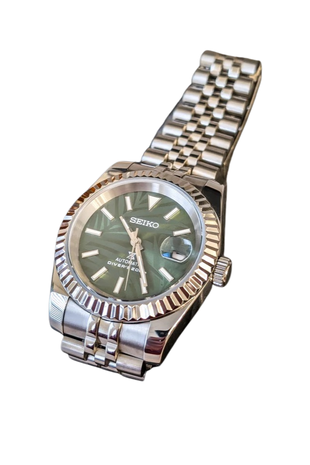 Date J Fluted - Palm Leaves Green