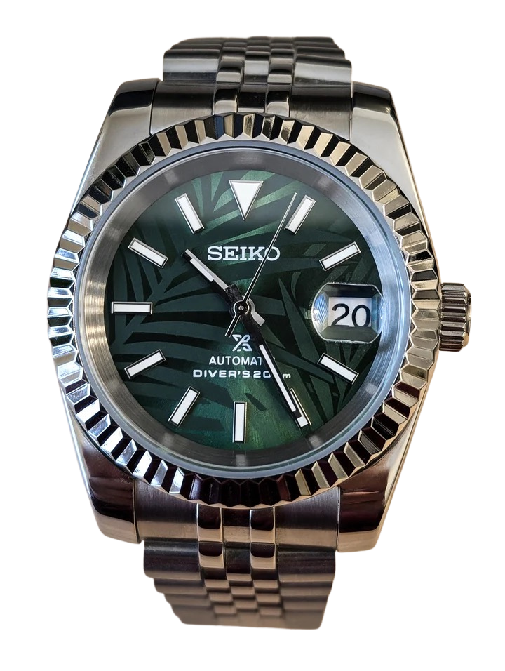 Date J Fluted - Palm Leaves Green