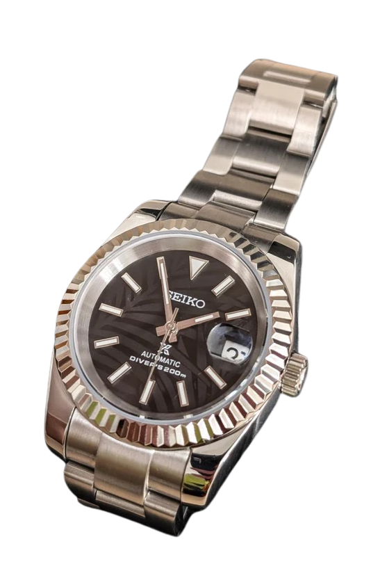 Date J Fluted - Palm Leaves Black