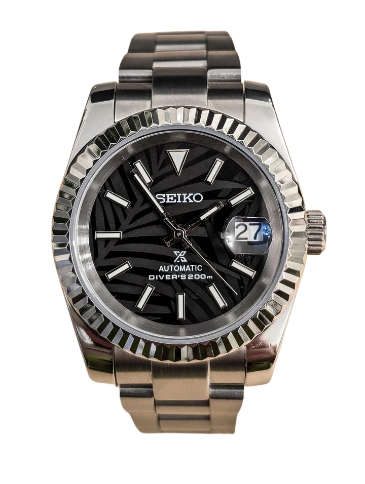 Date J Fluted - Palm Leaves Black