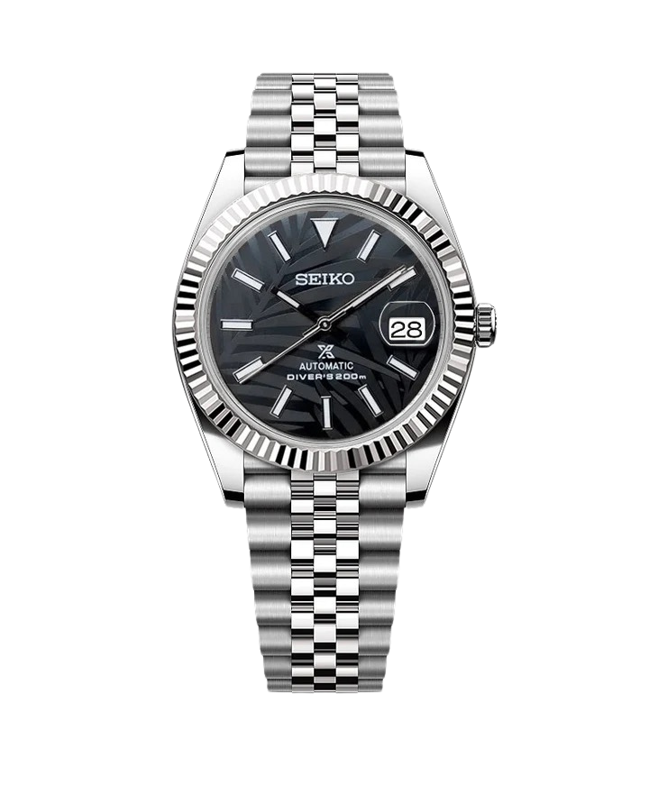 Date J Fluted - Palm Leaves Black