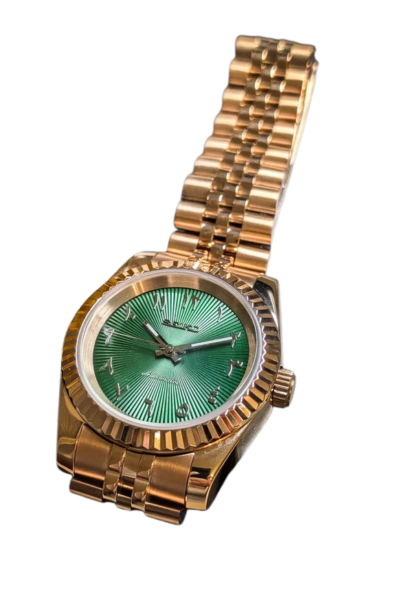 Date J Fluted - Arabic Deep Green with Rose Gold