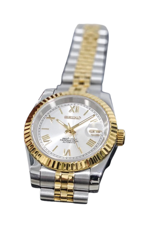 Date J Fluted - Roman Two-tone Bright