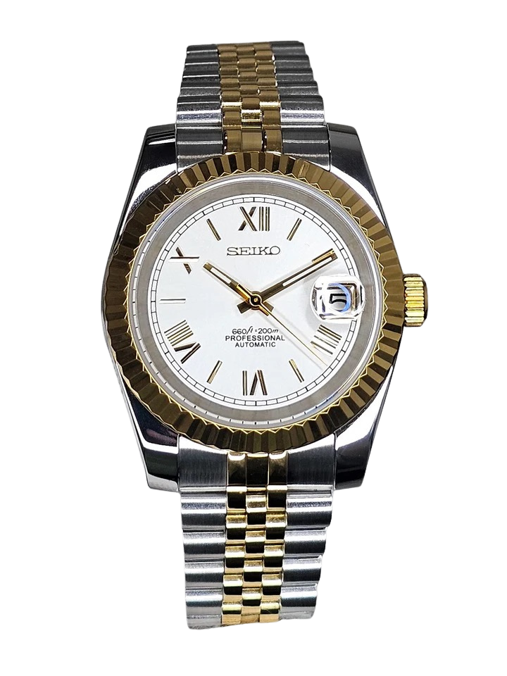 Date J Fluted - Roman Two-tone Bright