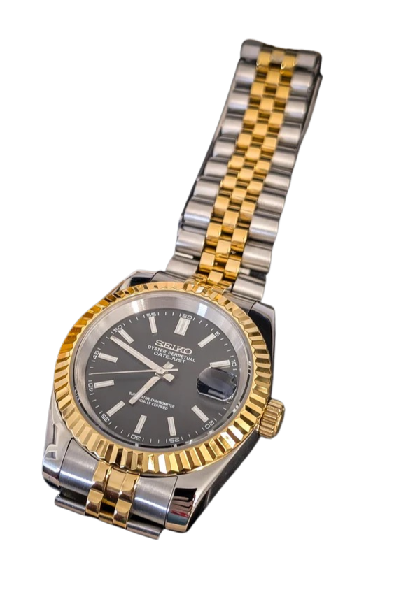 Date J Fluted - Black with Two-tone Gold