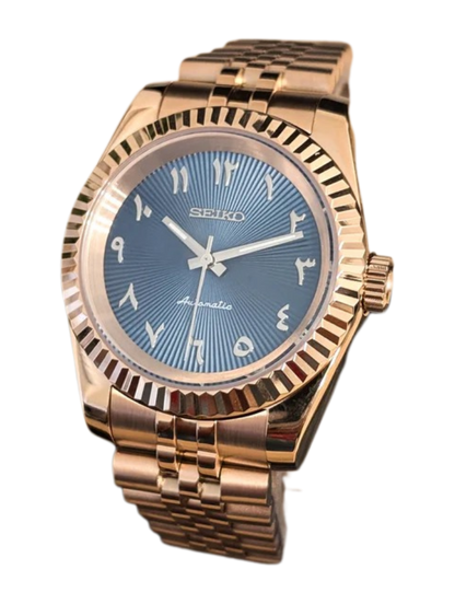 Date J Fluted - Arabic Sea Blue with Rose Gold
