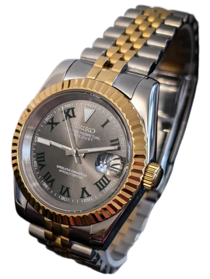 Date J Fluted - Wimbledon Gray with Two-tone Gold