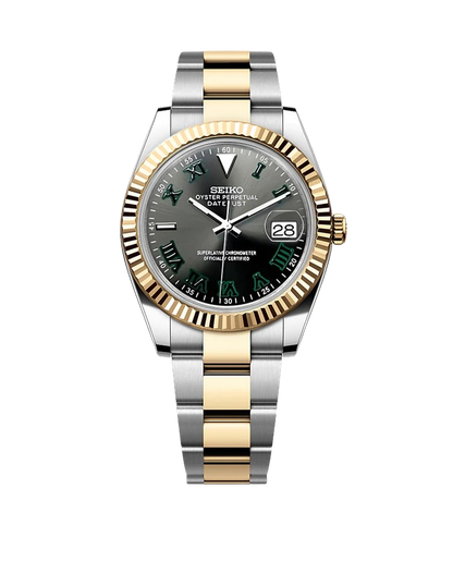 Date J Fluted - Wimbledon Gray with Two-tone Gold