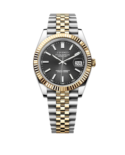 Date J Fluted - Black with Two-tone Gold