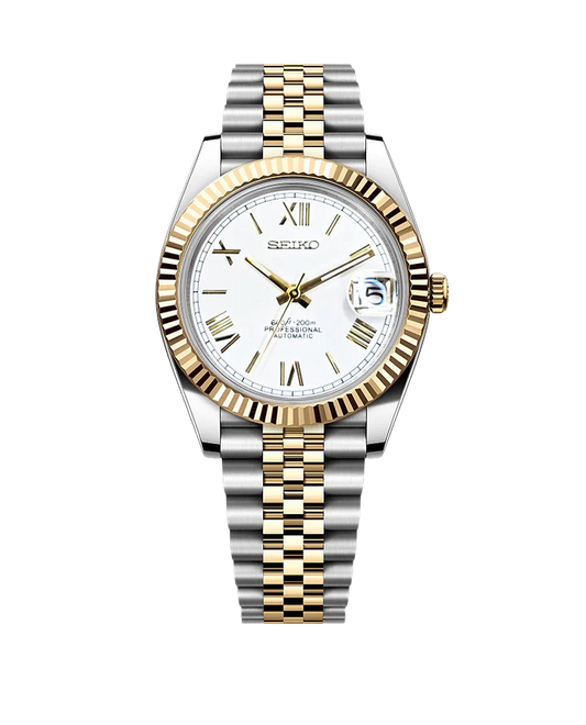 Date J Fluted - Roman Two-tone Bright