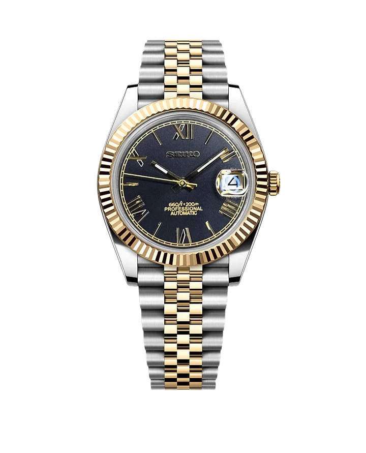 Date J Fluted - Roman Two-tone Black