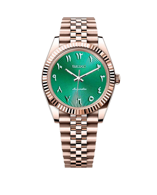 Date J Fluted - Arabic Deep Green with Rose Gold
