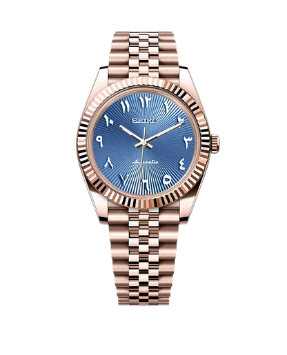 Date J Fluted - Arabic Sea Blue with Rose Gold