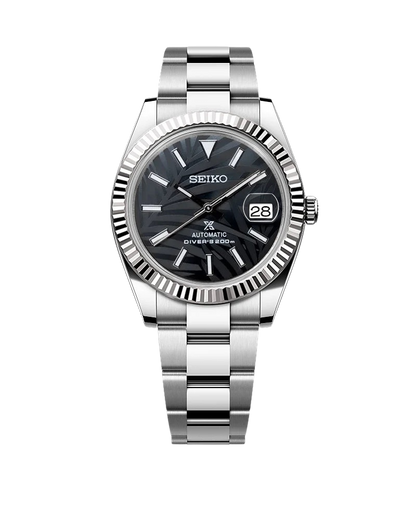 Date J Fluted - Palm Leaves Black