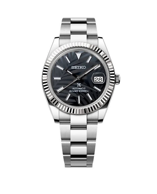Date J Fluted - Palm Leaves Black