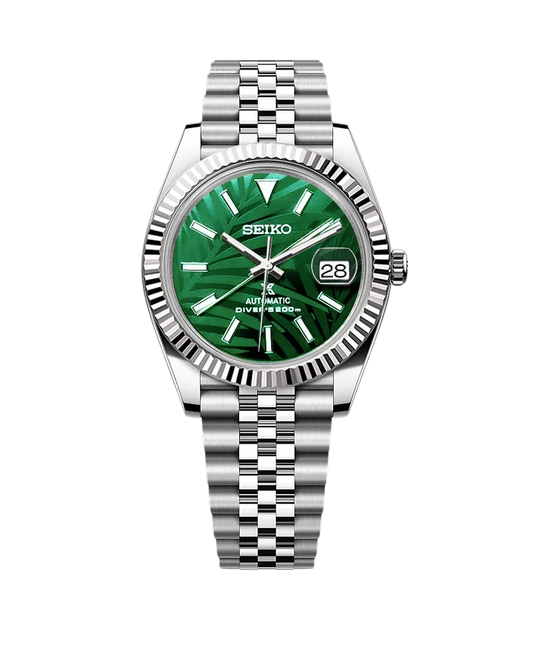 Date J Fluted - Palm Leaves Green