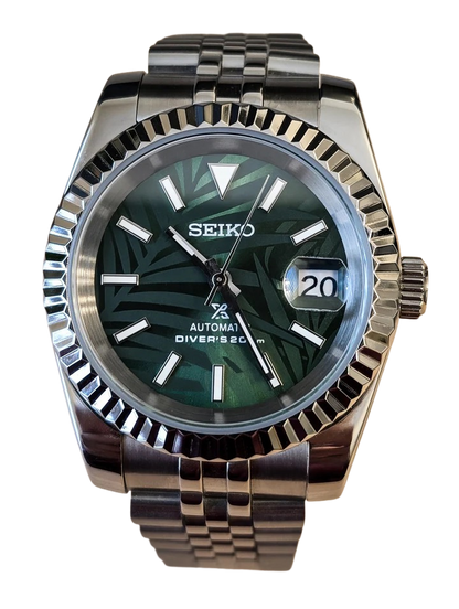 Date J Fluted - Palm Leaves Green
