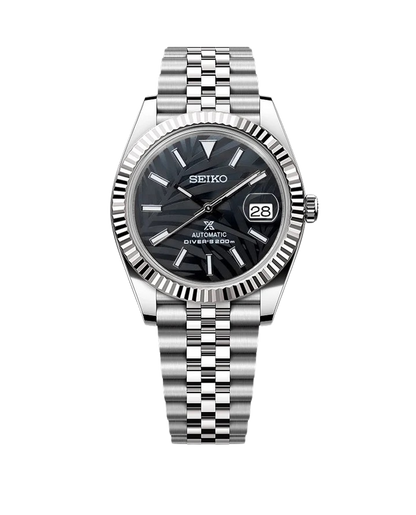 Date J Fluted - Palm Leaves Black