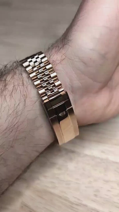Date J Fluted - Arabic Sea Blue with Rose Gold