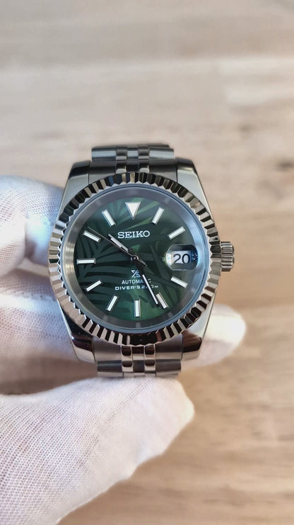 Date J Fluted - Palm Leaves Green